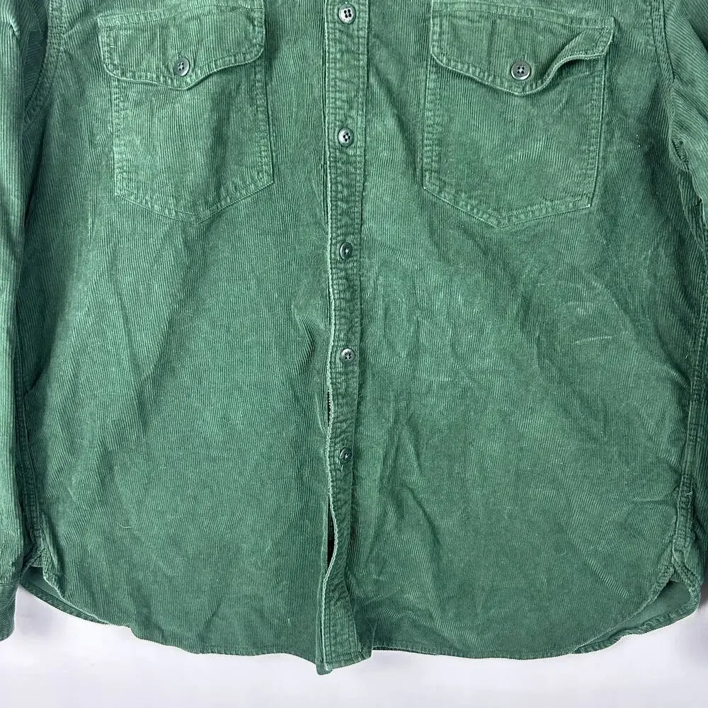J. Crew Green Corduroy CPO Button Up Shirt Forest Green BJ464 Men's Size XXL